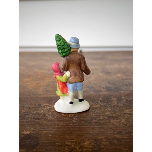 Vintage Lemax 1992 Porcelain Father & Daughter Figurine Christmas Village Decor - Picture 2 of 9